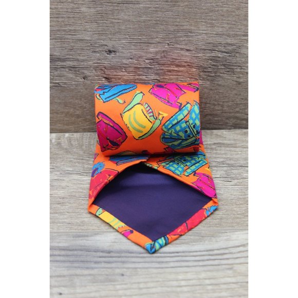 Gap vintage men's 90s Y2K novelty print Italian silk‎ tie - Picture 3 of 11